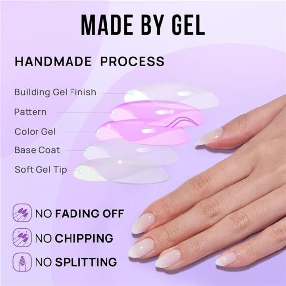 White Press On Nails Short - Soft Gel Press on Nails Almond, White Glue on Nails - Picture 4 of 7